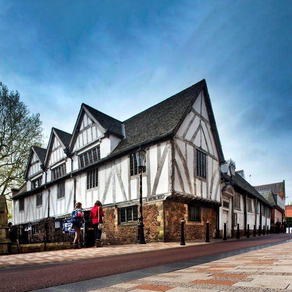 An outdoor view of Leicester's historic Guild Hall