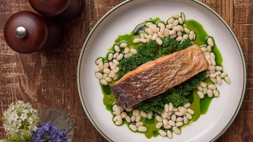 A fish dish at The Bat and Ball restaurant in Cuddesdon, Oxfordshire.