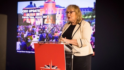 VisitBritain CEO Patricia Yates giving speech at Showcase Britain 2024