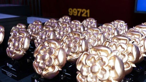 Trophies for the VisitEngland Awards for Excellence 2023. Warner Bros. Studio Tour - The Making of Harry Potter, Hertfordshire.