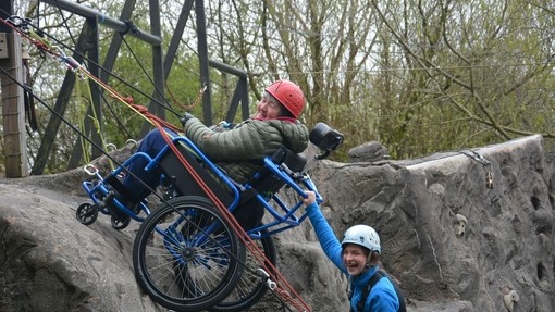 Wheelchair user abseiling
