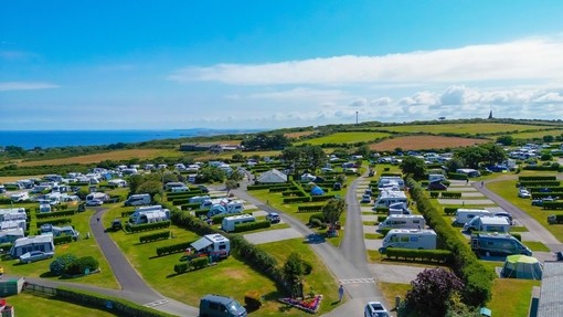 An aerial view of a large touring park.
