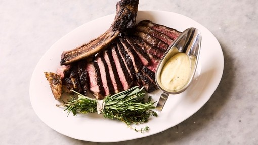 Cote de boeuf with sauce at Emberwood in Bath