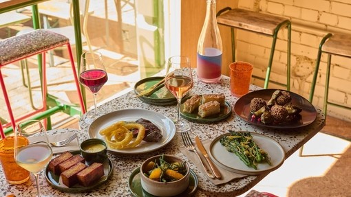 Food and drink served on a table at Pomus in Margate