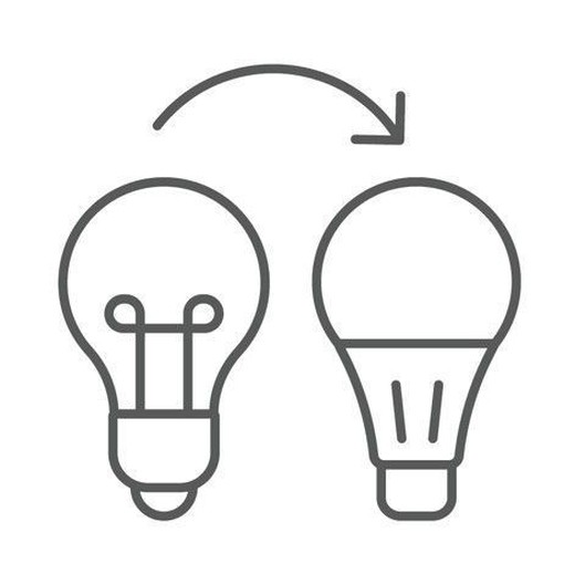 a drawing of traditional and LED lightbulbs