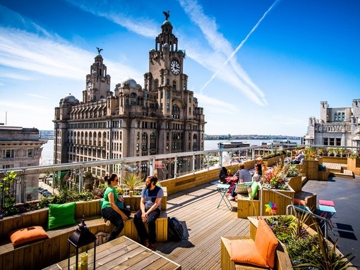 Rooftop of Oh me oh my restaurant in Liverpool