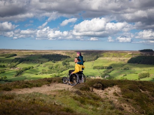 Man and woman at Bank Top, Rosedale, man using a wheelchair