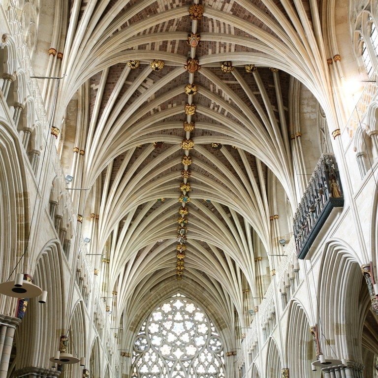 An interior view of Exeter Cathedral