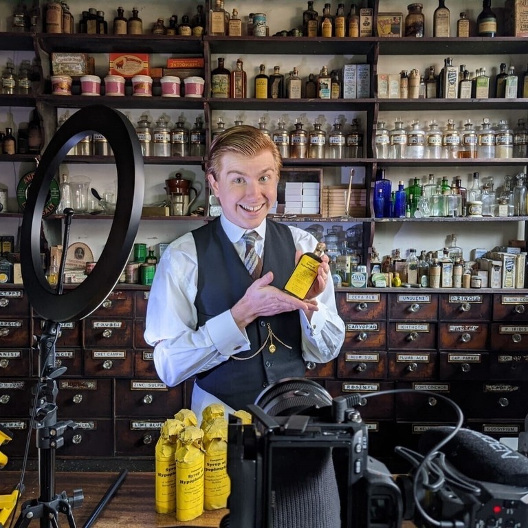 A man posing in costume at the Black Country Living Museum in the West Midlands
