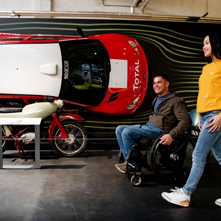 A woman and man at Coventry Transport Museum