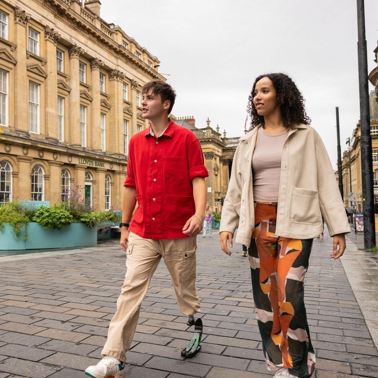 Friends visit Grainger town, historic centre of Newcastle upon Tyne
