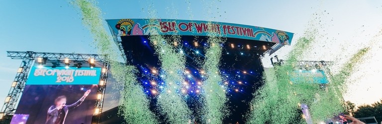 Crowd in front of the main stage at a music festival
