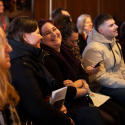 Delegates networking at a trade event